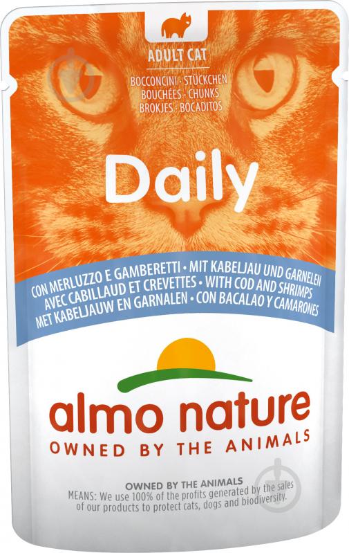 Консерва для котів Almo Nature Daily Cat тріска і креветки 70 г - фото 1