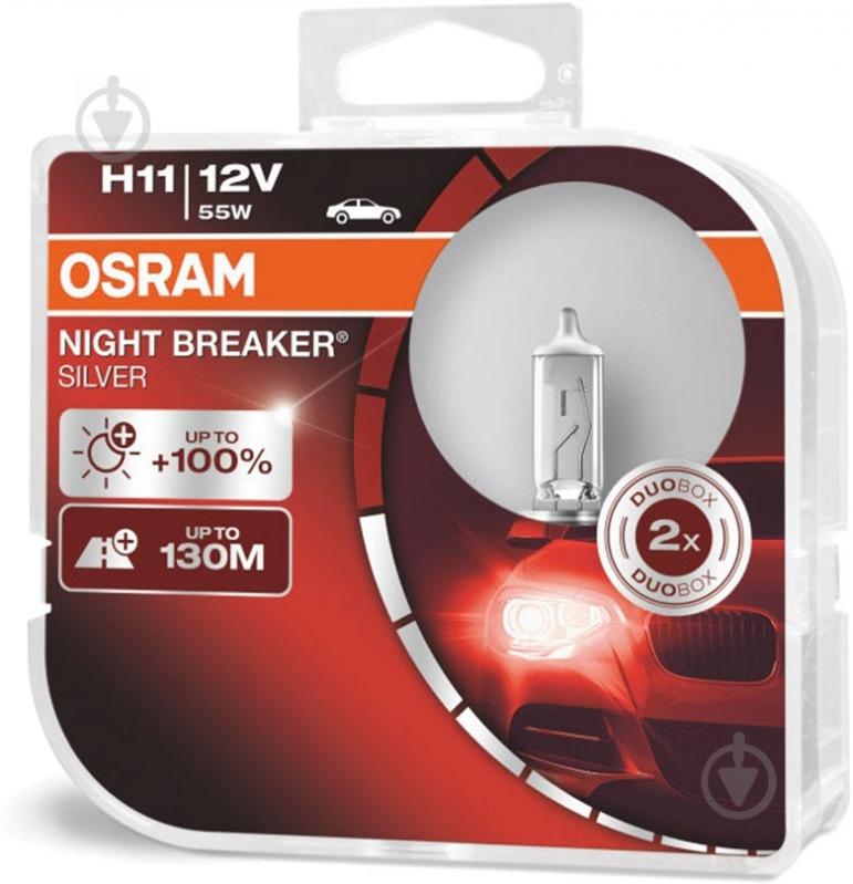 Автолампа галогенная Osram Night Breaker Silver H11 55 Вт 2 шт.(64211NBS-HCB) - фото 3