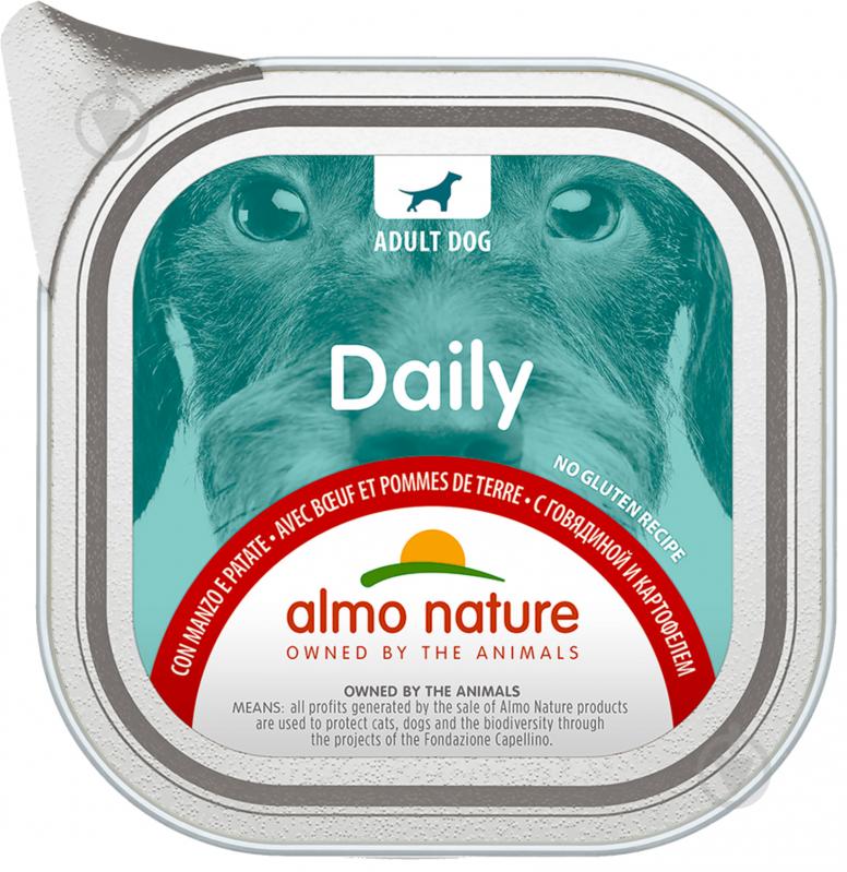 Консерва для собак для усіх порід Almo Nature Daily Dog яловичина і картопля 100 г - фото 1