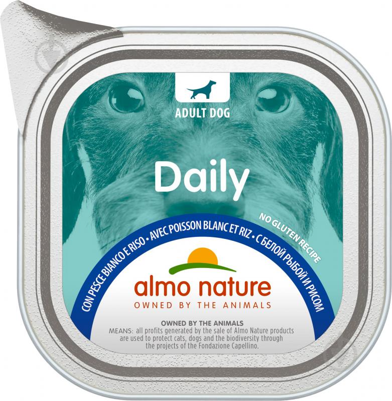 Консерва для собак для усіх порід Almo Nature Daily Dog біла риба і рис 100 г - фото 1