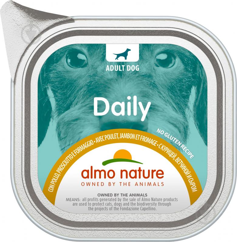 Консерва для собак для усіх порід Almo Nature Daily Dog курка шинка і сир 100 г - фото 1