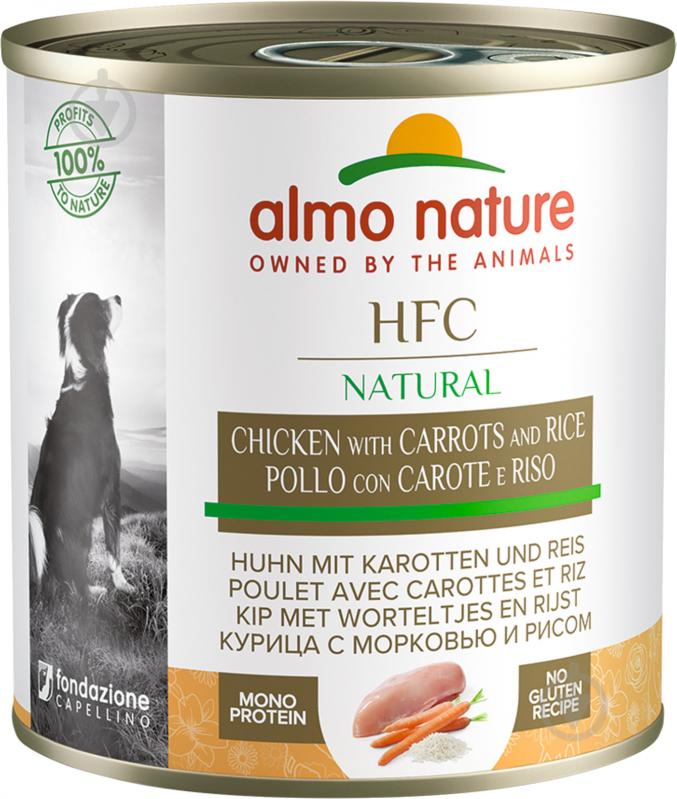 Консерва для собак для всех пород Almo Nature HFC Dog Natural курица с морковью и рисом 280 г - фото 1