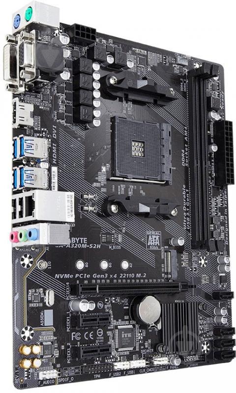 Материнская плата Gigabyte GA-A320M-S2H (Socket AM4, AMD A320, mirco ATX) - фото 1 Материнская плата Gigabyte GA-A320M-S2H (Socket AM4, AMD A320, mirco ATX) - фото 1