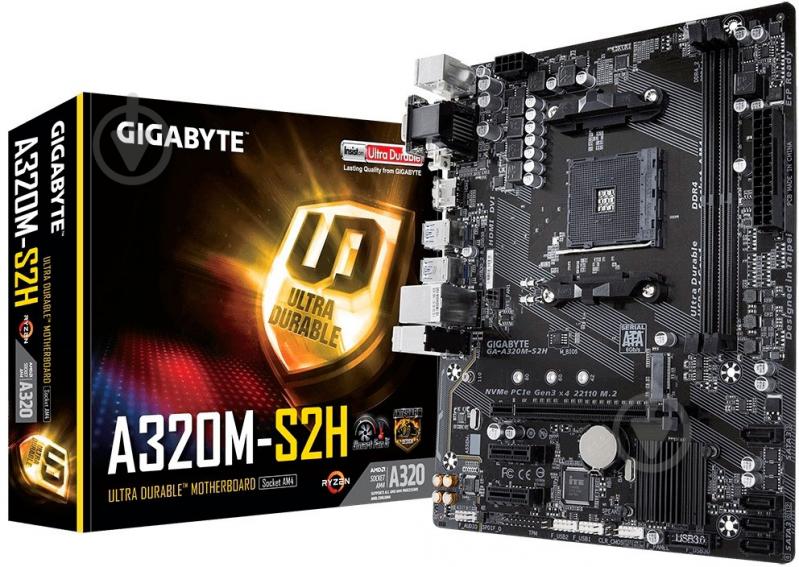 Материнская плата Gigabyte GA-A320M-S2H (Socket AM4, AMD A320, mirco ATX) - фото 5 Материнская плата Gigabyte GA-A320M-S2H (Socket AM4, AMD A320, mirco ATX) - фото 5