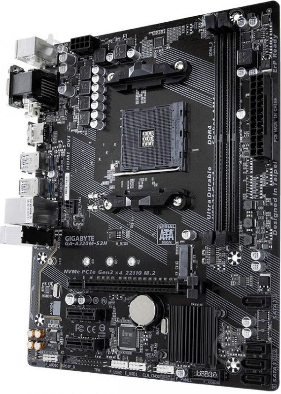 Материнская плата Gigabyte GA-A320M-S2H (Socket AM4, AMD A320, mirco ATX) - фото 2 Материнская плата Gigabyte GA-A320M-S2H (Socket AM4, AMD A320, mirco ATX) - фото 2