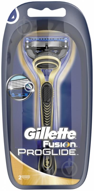 Станок со сменными картриджами Gillette Fusion Fusion ProGlide Gold 2 сменные кассеты - фото 1