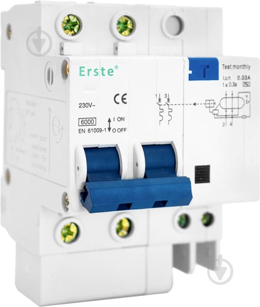 Диференційний автомат Erste EB1L-N 2P 25A тип С 6кА - фото 1