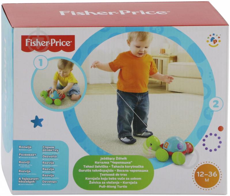 Каталка Fisher Price Ученая черепашка на шнурочке Y8652 - фото 2