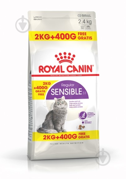 Корм сухой Royal Canin Sensible 2 кг + 400 г домашняя птица, рис 2,4 кг - фото 1