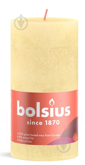 Свічка Рустік стовпчик SHINE 130/68 світло-жовта Bolsius - фото 1