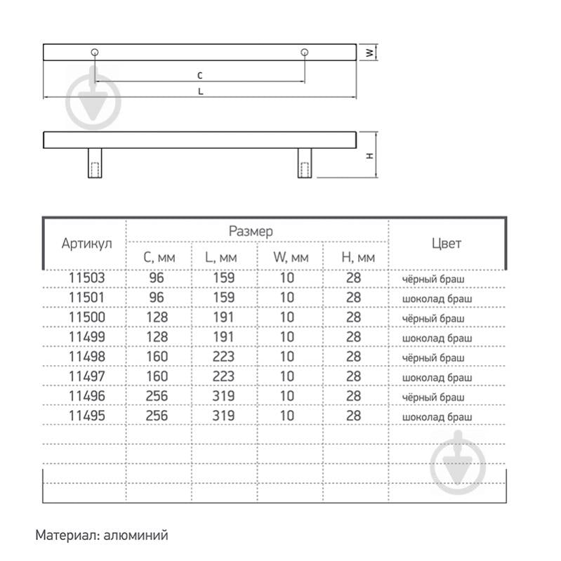 Мебельная ручка рейлинговая Ferro Fiori M 0200.160 11497 160 мм шоколадный браш - фото 3