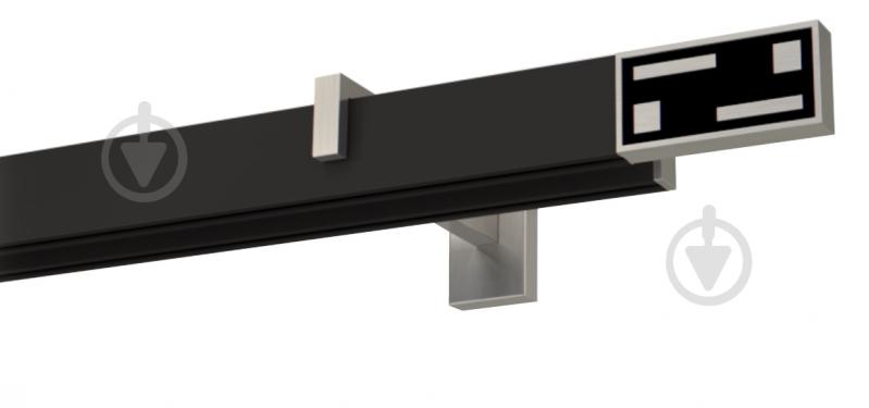 Комплект карниза Quadrum G-Tech двойной 14/250 см сталь/черный профиль с черными крючками - фото 2