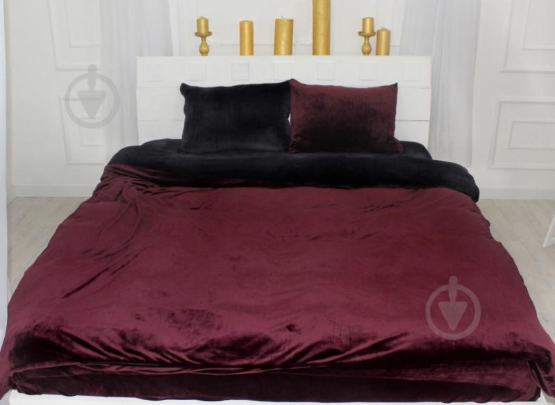 Комплект постільної білизни Велюр Winter Frost 28-0007+28-0002 Poinsettia Velvet 143х210 см бордовий/чорний MirSon - фото 1