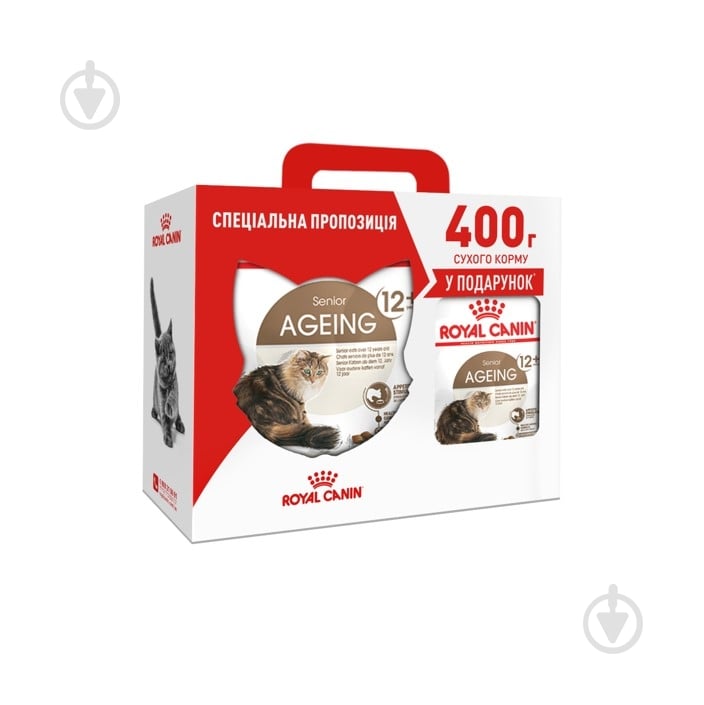 Корм сухой для стареющих кошек от 12 лет Royal Canin Ageing+12 2 кг + 400 г мясо птицы 2,4 кг - фото 1