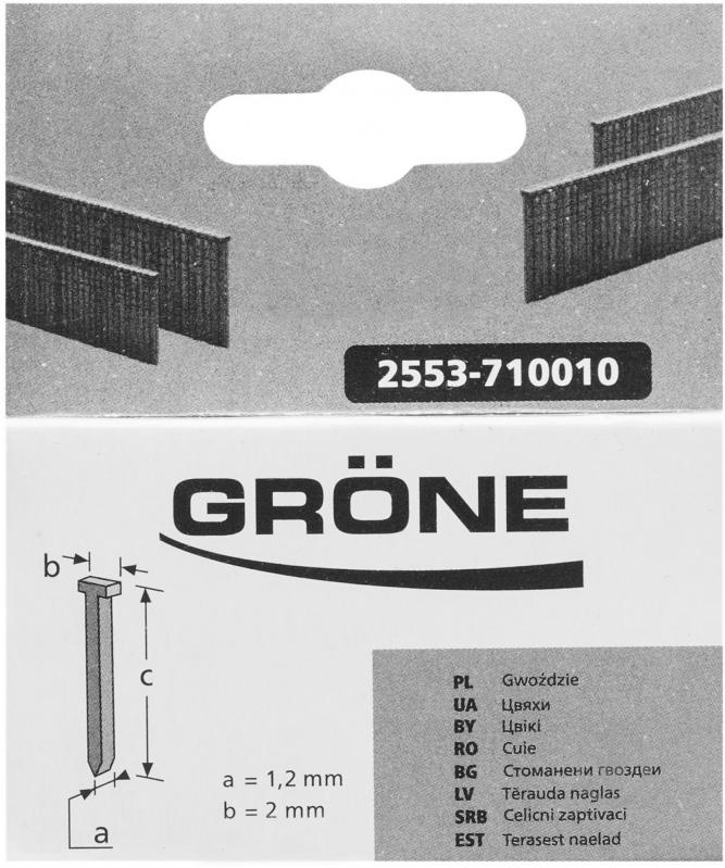 Гвозди для электростеплера Grone 20 x 1,2 x 2 мм тип T14 1000 шт. 2553-820020 - фото 1