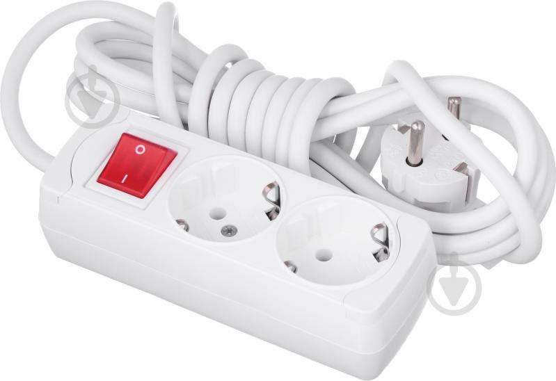 Подовжувач Gunsan 2 гн. 3 м з вимикачем білий із заземленням 2 гн. білий 3 м 2/3 з кн. з заз. - фото 1