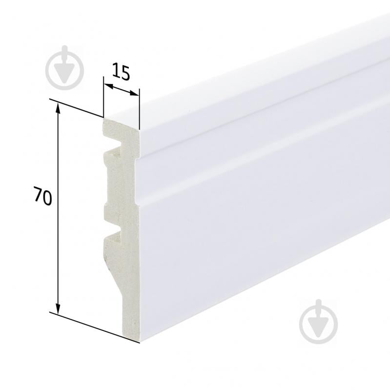 Плинтус белый King Floor JC887-W1 белый 2000x70x15 мм - фото 1