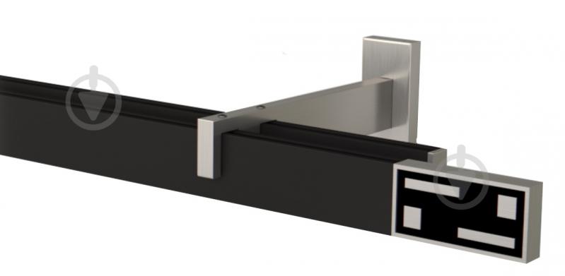 Комплект карнизу Quadrum G-Tech подвійний 17/350 см сталь/чорний профіль з білими гачками - фото 1
