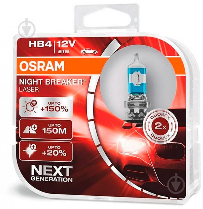 Автолампа галогенна Osram Night Breaker Laser HB4 51 Вт 2 шт.(9006NL-HCB) - фото 4