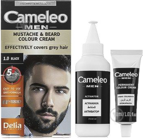 Крем-фарба для бороди, вусів і бакенбардів Delia Cosmetics Cameleo чорний 30 мл - фото 1