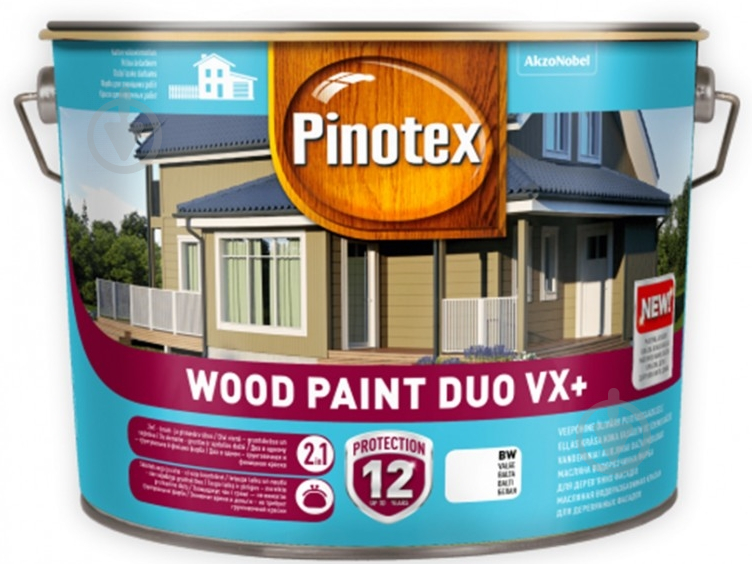 Краска Pinotex WOOD PAINT DUO VX+ BW полуглянец білий 10 л - фото 1