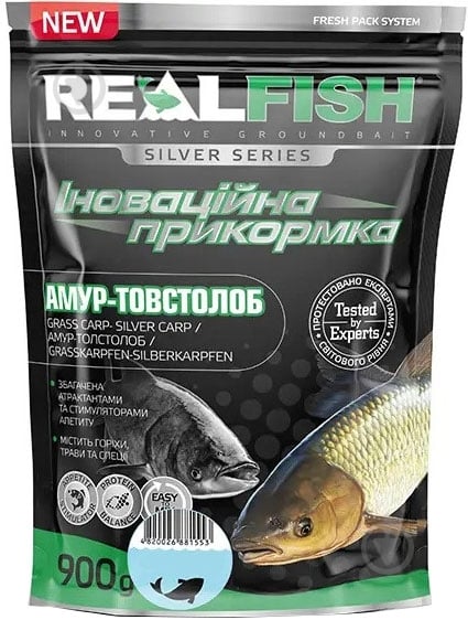 Прикормка RealFish пряжене молоко 900 г Амур-Товстолоб - фото 1