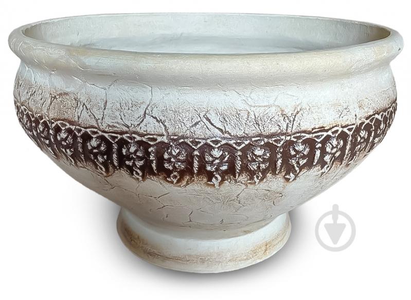 Горшок посадочный шамот Родос Б круглый античный коричневый с белым 60 л Наша Кераміка - фото 1