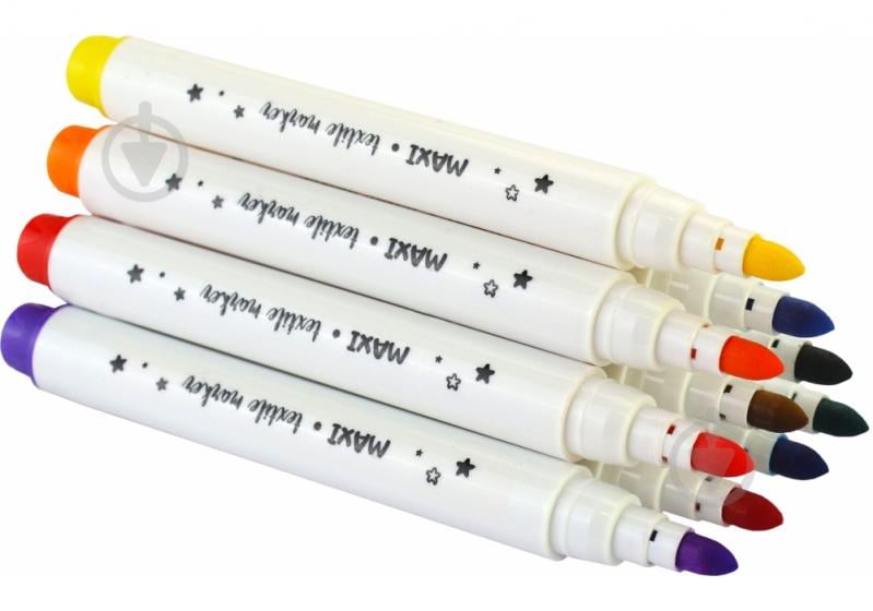 Набор маркеров Maxi по ткани которые не смыаютья 12 цветов разноцветный MX15242 - фото 2