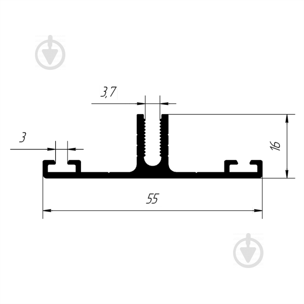 Профіль з'єднувальний АЛЮПРО база (АПБ) 55х16мм x 3,05м без покриття - фото 2