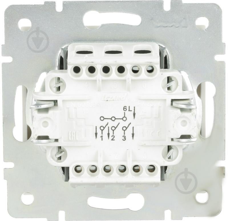 Вимикач триклавішний триклавішний Lezard Rain без підсвітки перлинно-білий 703-3088-109 - фото 2