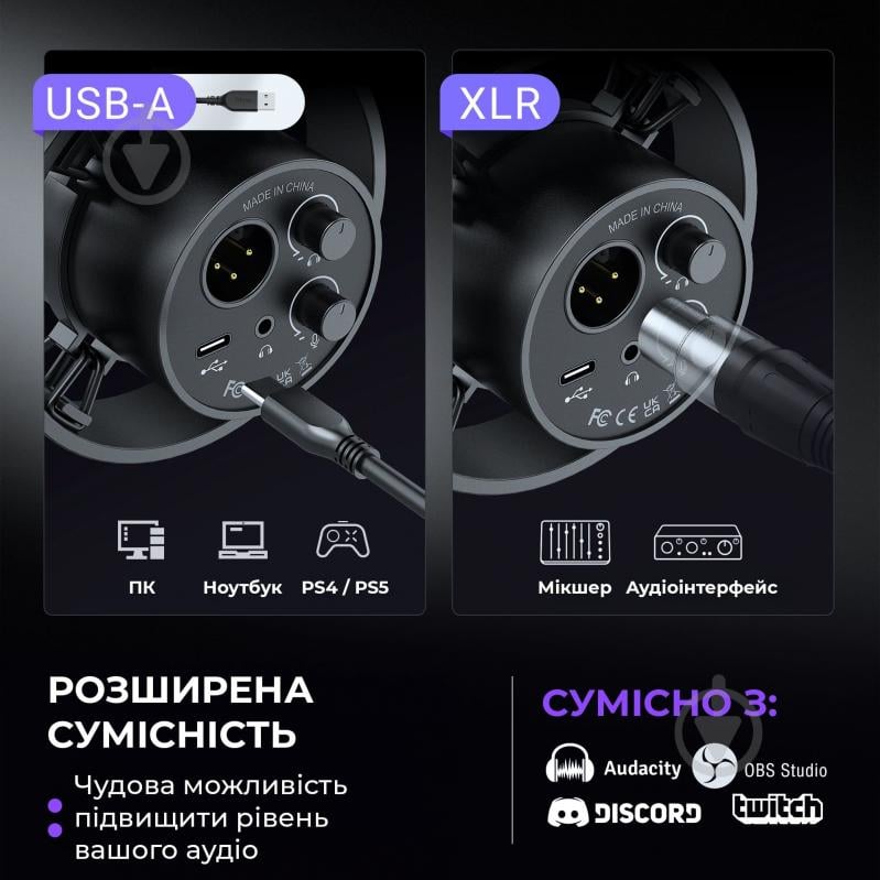 Мікрофон FIFINE USB/XLR Black (K688CT) - фото 7