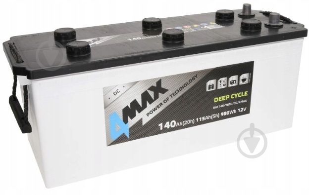 Акумулятор автомобільний 4MAX DEEP CYCLE 140Ah 12V «+» ліворуч (BAT140/980L/DC/4MAX) - фото 1