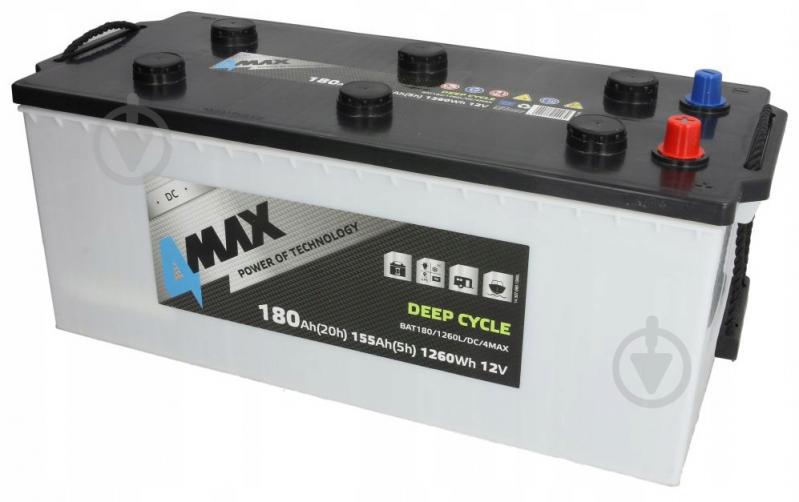 Акумулятор автомобільний 4MAX DEEP CYCLE 180Ah 12V «+» ліворуч (BAT180/1260L/DC/4MAX) - фото 1