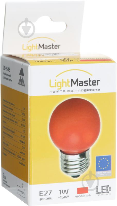 Лампа світлодіодна LightMaster LB-548 червона G45 230V 1W E27 - фото 9