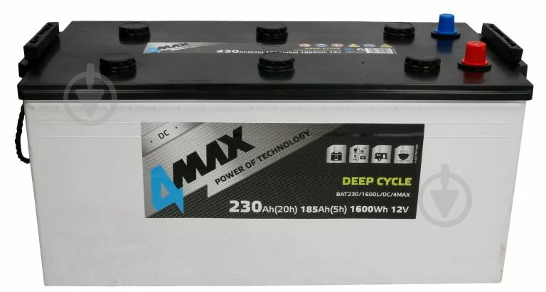 Акумулятор автомобільний 4MAX DEEP CYCLE 230Ah 12V «+» ліворуч (BAT230/1600L/DC/4MAX) - фото 1