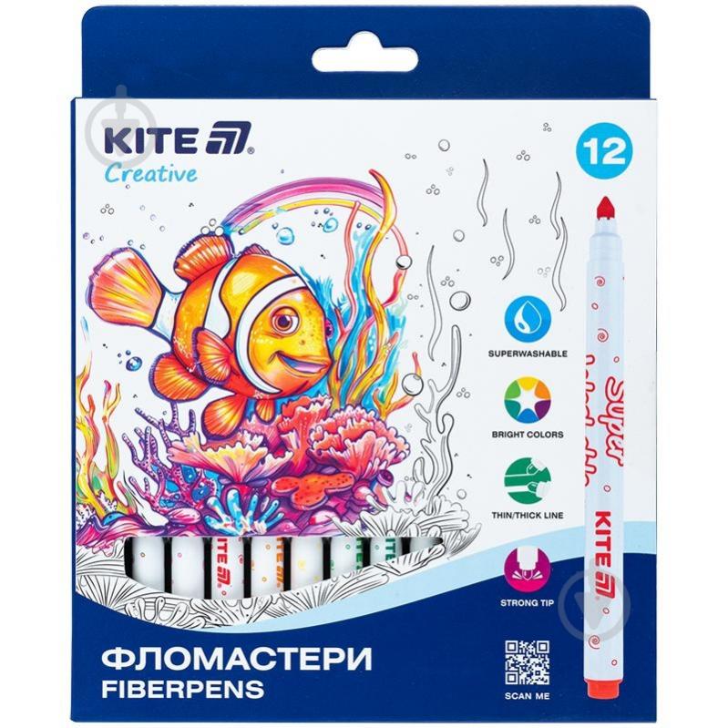 Набір фломастерів Creative Superwashable 12 шт. KITE - фото 1