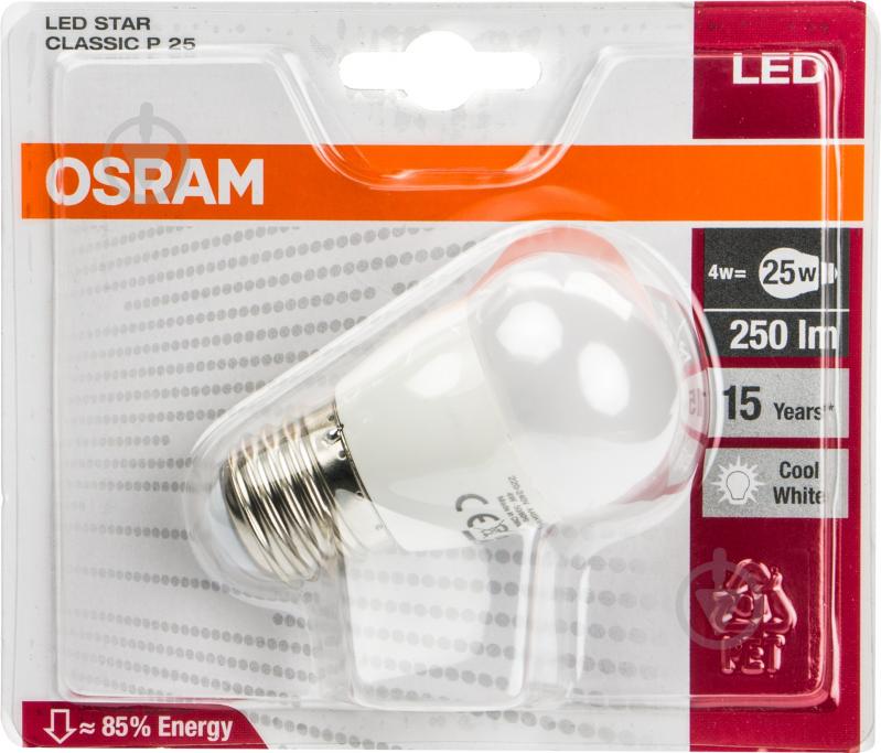 Лампа світлодіодна Osram 4 Вт P25 матова E27 220 В 4000 К 4052899146457 - фото 2