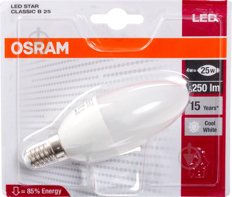 Лампа светодиодная Osram 4 Вт B25 матовая E14 220 В 4000 К 4052899146396 - фото 2