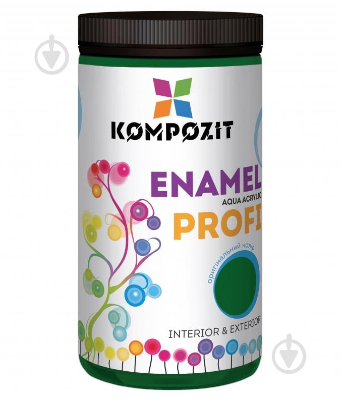 Эмаль акриловая универсальная Kompozit PROFI Зеленый глянец 0,7 л - фото 1