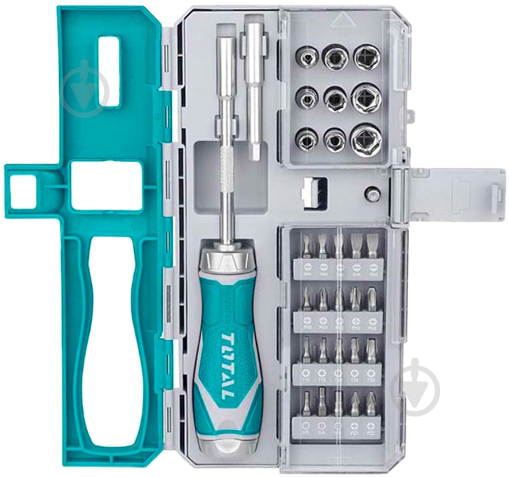 Отвертка со сменными насадками Total с набором бит и головок, 33 предмета × TACSD30336 - фото 1