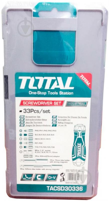 Отвертка со сменными насадками Total с набором бит и головок, 33 предмета × TACSD30336 - фото 4