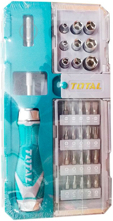 Отвертка со сменными насадками Total с набором бит и головок, 33 предмета × TACSD30336 - фото 3