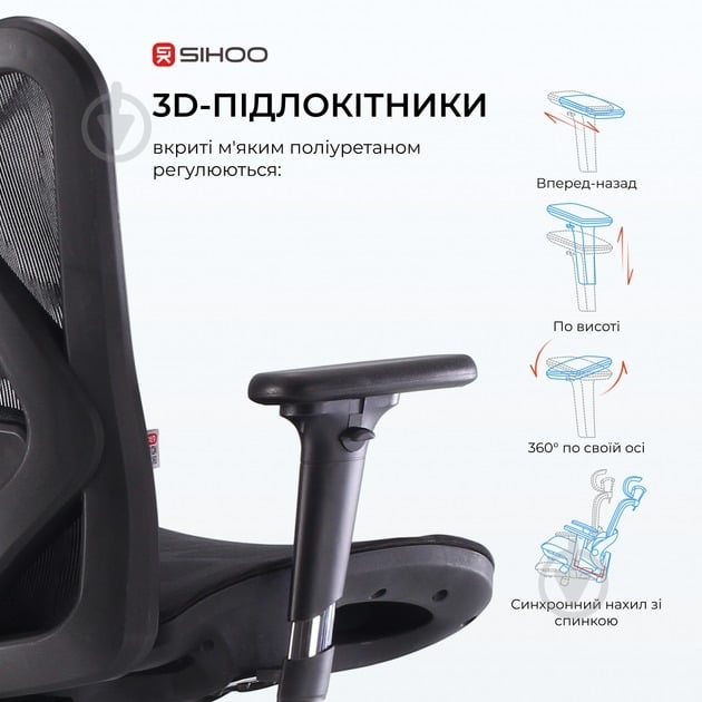Крісло офісне Sihoo M57 M57-N111 сірий - фото 7