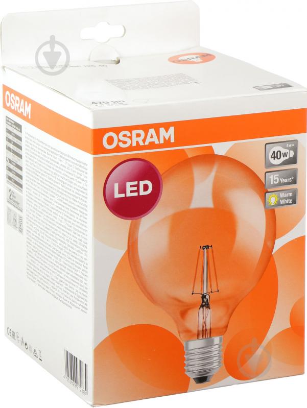 Лампа светодиодная Osram Fil G125 4 Вт E27 2700 К 220-240 В прозрачная 4052899972384 - фото 4