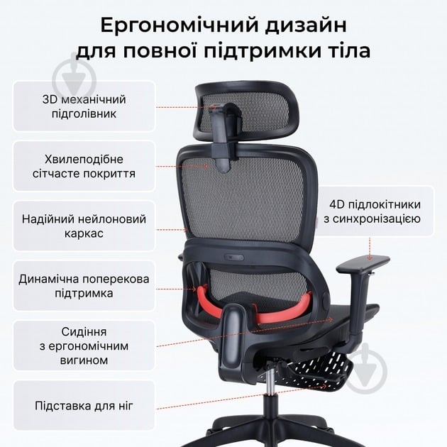 Кресло офисное Sihoo B100 B100-B101-JT черный - фото 4