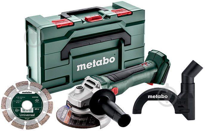 Болгарка (угловая шлифмашина) Metabo Set W 18 L BL 9-125 body in metaBOX 165 L 691225000 - фото 1