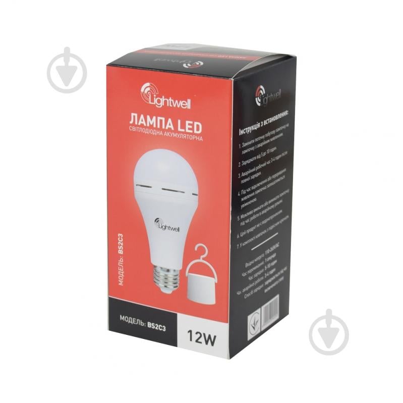 Лампа акумуляторна LED Lightwell BS2C3 12 Вт A80 E27 220 В 6400 К - фото 3