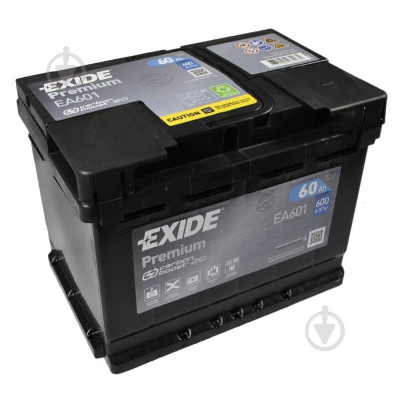 Аккумулятор автомобильный EXIDE Premium Carbon Boost 2.0 60Ah 600A 12V «+» слева (EA601) - фото 2 Аккумулятор автомобильный EXIDE Premium Carbon Boost 2.0 60Ah 600A 12V «+» слева (EA601) - фото 2