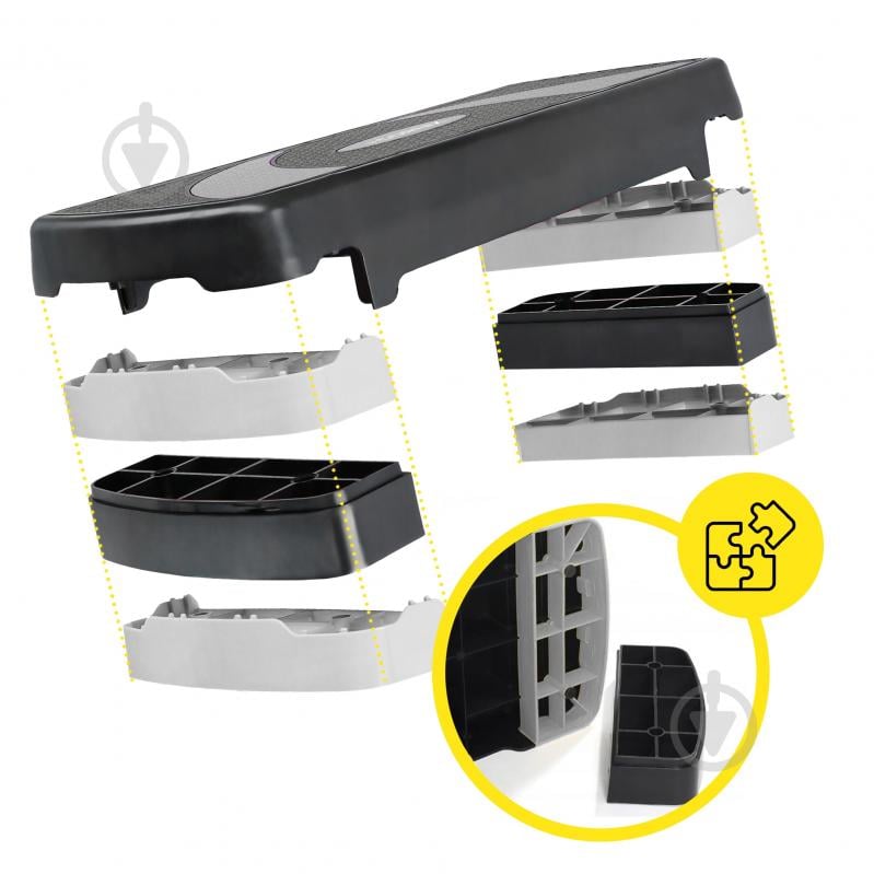 Степ-платформа Cornix 3-ступінчаста 78х29х10-20 см XR-0184 Black/Grey - фото 5