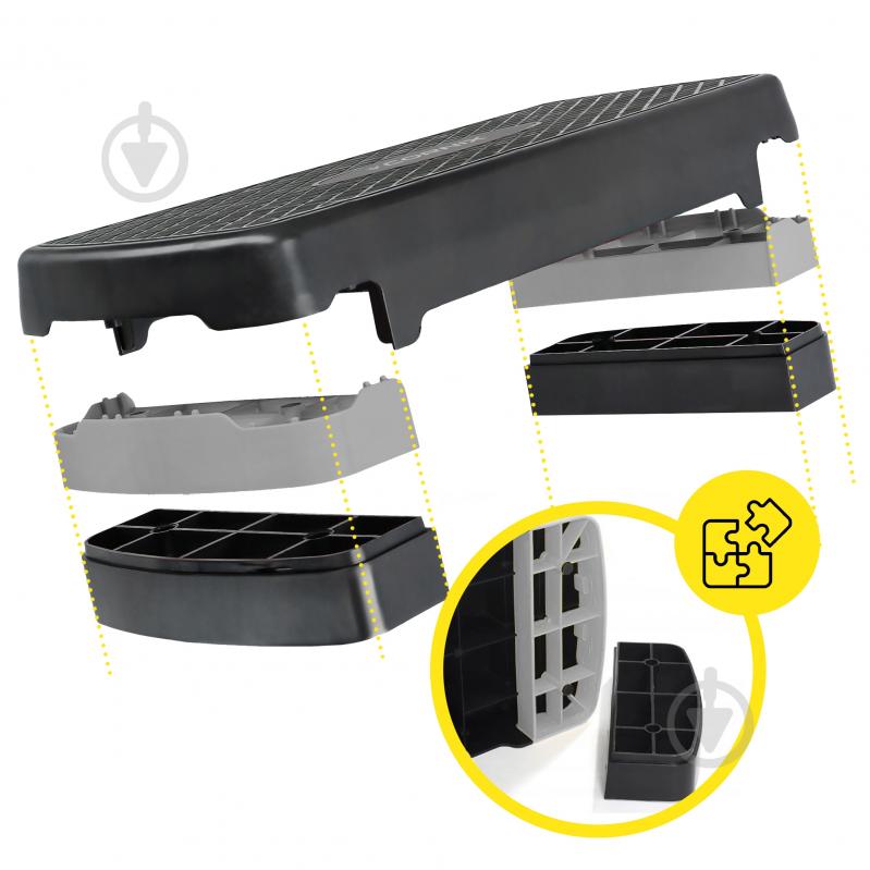 Степ-платформа Cornix 2-ступінчаста 68х28х10-15 см XR-0189 Black/Grey - фото 6 Степ-платформа Cornix 2-ступінчаста 68х28х10-15 см XR-0189 Black/Grey - фото 6